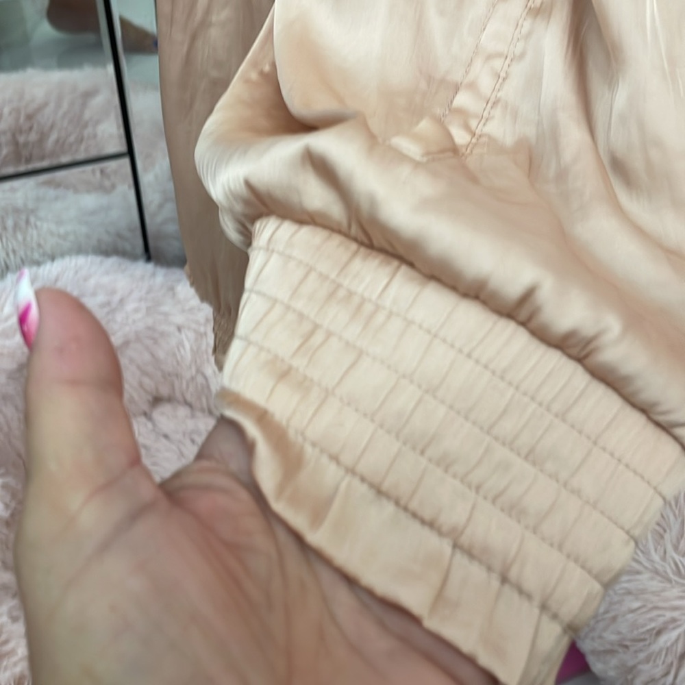Chico’s peachy Cream Bomber Jacket with Satin Sheen - Picture 5 of 6